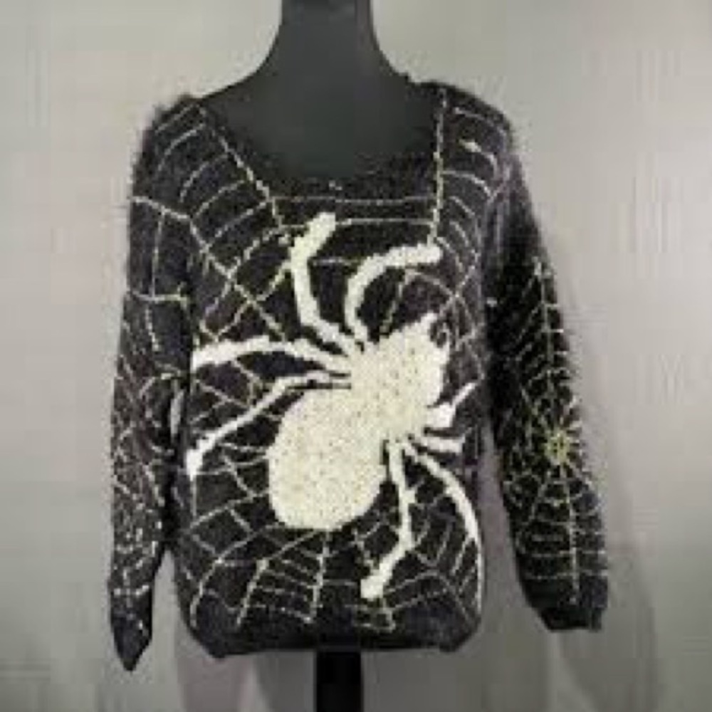 KATSUMI Black and White Spider Web Sweater